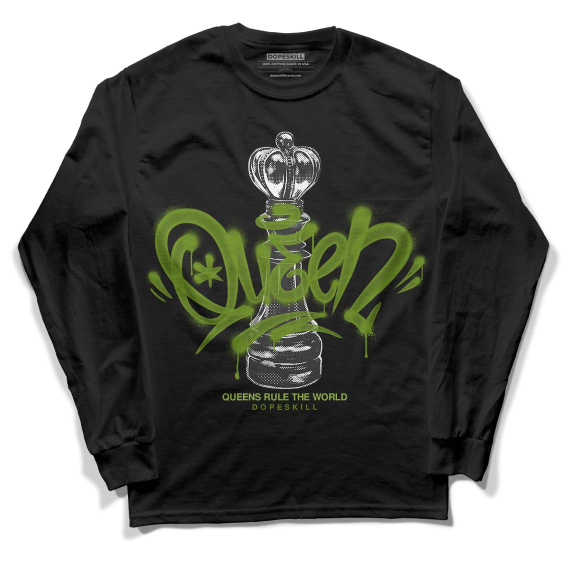 Dunk Low 'Chlorophyll' DopeSkill Long Sleeve T-Shirt Queen Chess Graphic Streetwear - Black