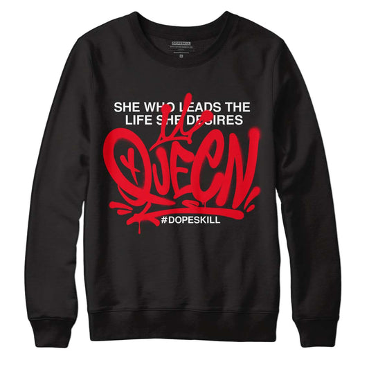 Red Thunder 4s DopeSkill Sweatshirt Queen Graphic - Black 