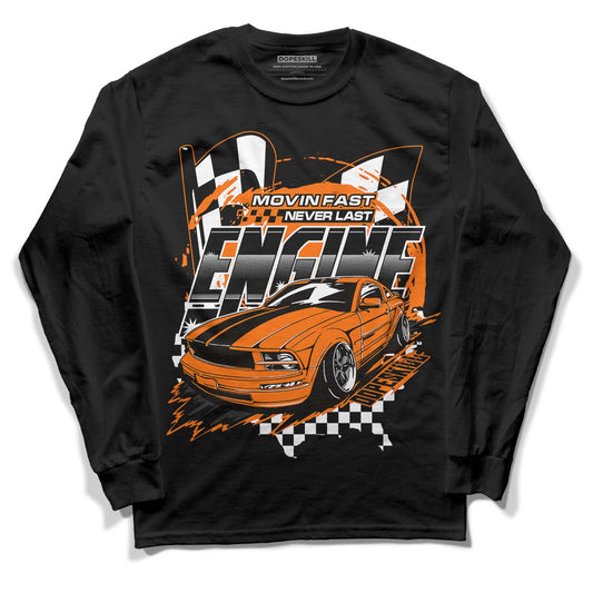 Orange Black White DopeSkill Long Sleeve T-Shirt ENGINE Tshirt Graphic - Black