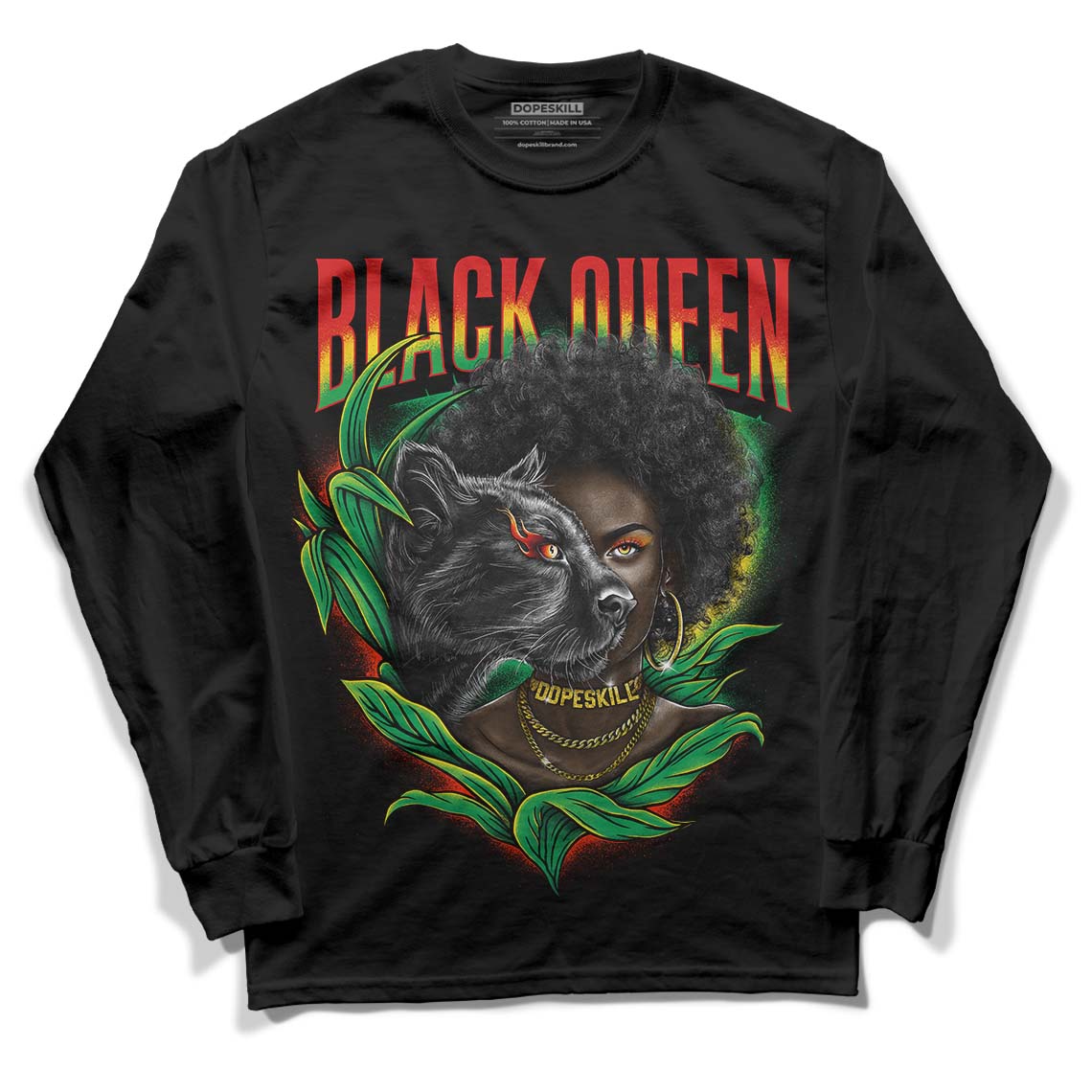 Black History Collection DopeSkill Long Sleeve T-Shirt New Black Queen Graphic - Black