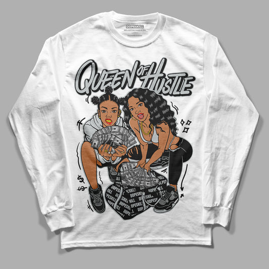 Black Canvas 4s DopeSkill Long Sleeve T-Shirt Queen Of Hustle Graphic - White 