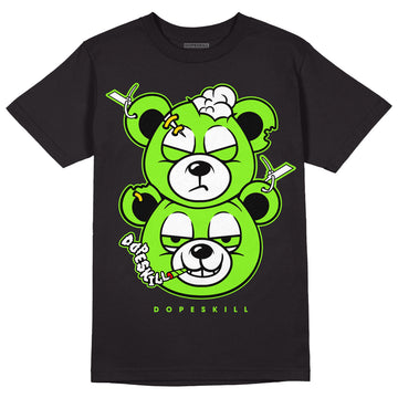 Neon Green Collection DopeSkill T-Shirt New Double Bear Graphic - Black