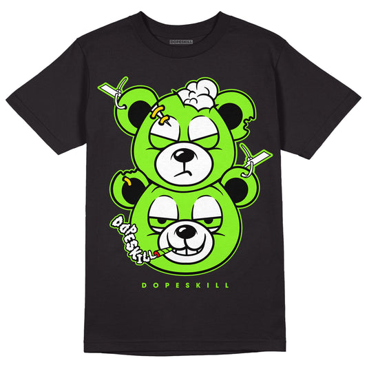 Neon Green Collection DopeSkill T-Shirt New Double Bear Graphic - Black