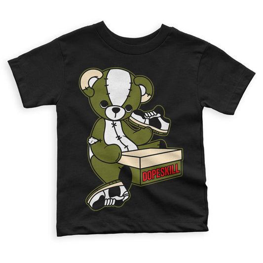 Travis Scott x Jordan 1 Low OG “Olive” DopeSkill Toddler Kids T-shirt Sneakerhead BEAR Graphic Streetwear - Black