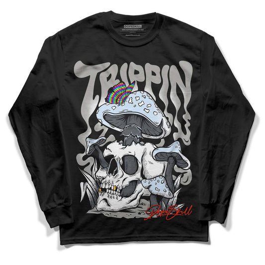 Cool Grey 11s DopeSkill Long Sleeve T-Shirt Trippin Graphic, hiphop tees, grey graphic tees, sneakers match shirt - Black