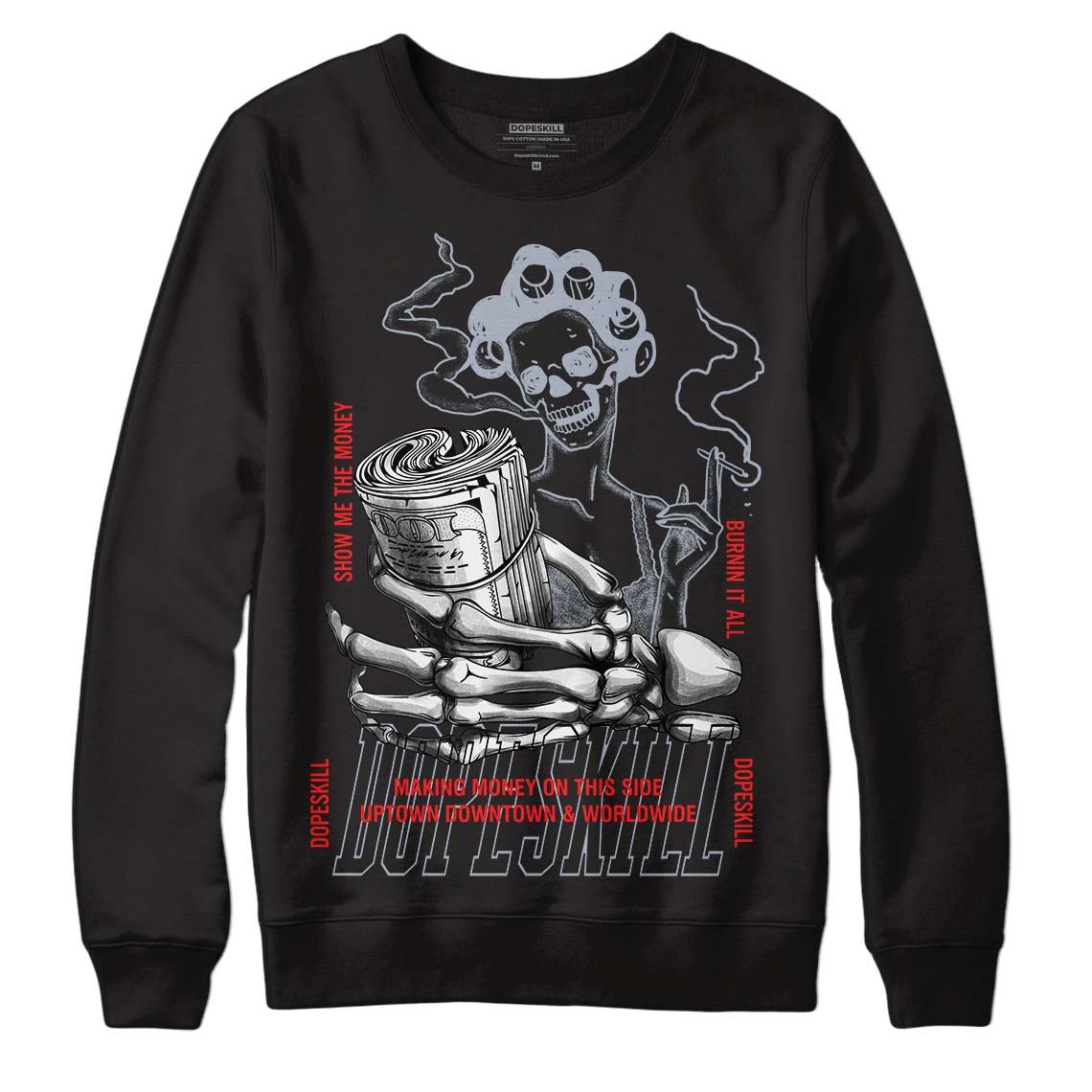 Jordan 3 Retro White Cement Reimagined DopeSkill Sweatshirt Show Me The Money Graphic Streetwear - Black