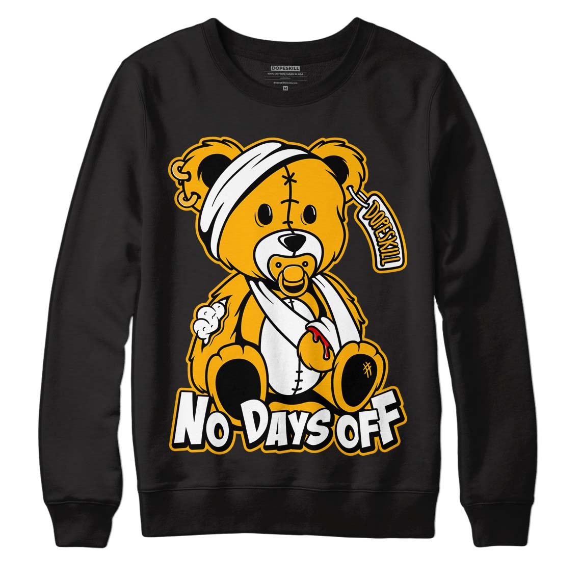 Goldenrod Dunk DopeSkill Sweatshirt Hurt Bear Graphic - Black