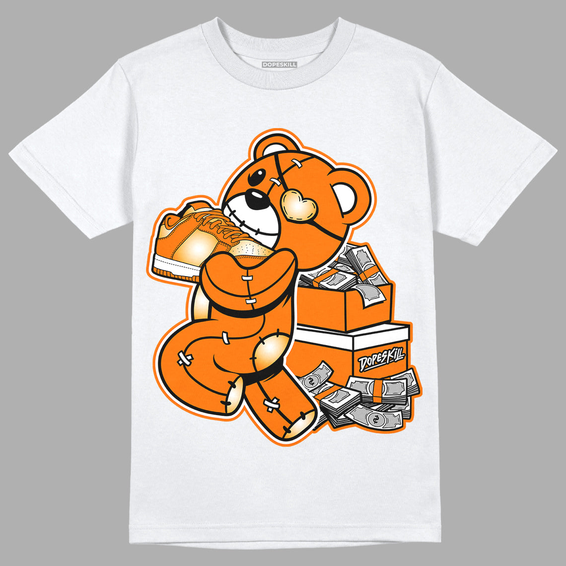 Wmns Dunk Low 'Magma Orange DopeSkill T-Shirt Bear Steals Sneaker Graphic Streetwear - White 