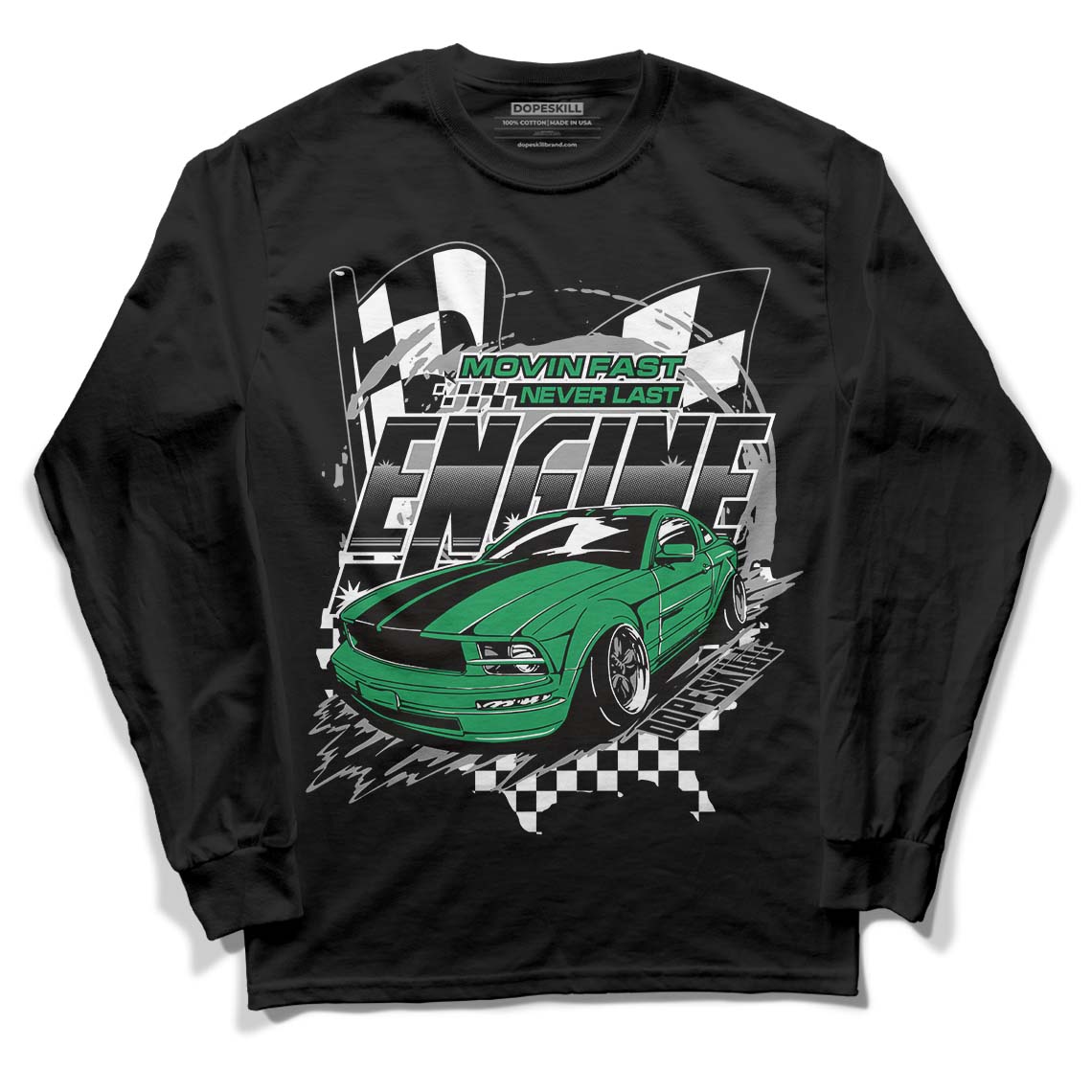 Jordan 3 WMNS “Lucky Green” DopeSkill Long Sleeve T-Shirt ENGINE Tshirt Graphic Streetwear - Black