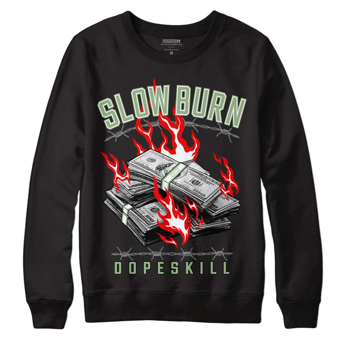 Jordan 4 Retro “Seafoam” DopeSkill Sweatshirt Slow Burn Graphic Streetwear  - Black