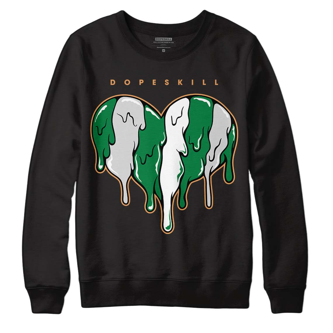 Nike SB x Jordan 4 “Pine Green” DopeSkill Sweatshirt Slime Drip Heart Graphic Streetwear - Black