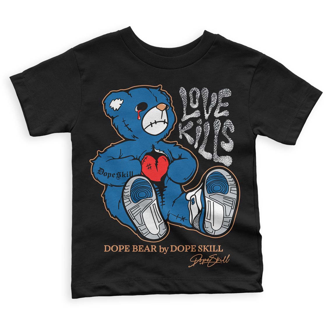 Jordan 3 Retro Wizards DopeSkill Toddler Kids T-shirt Love Kills Graphic Streetwear - Black