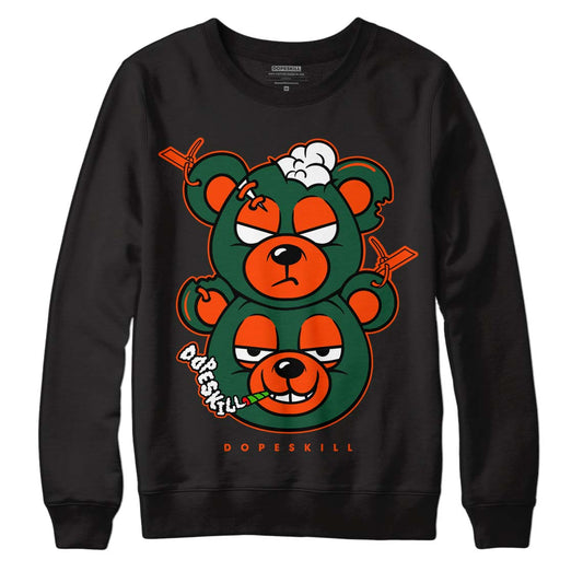 Dunk Low Team Dark Green Orange DopeSkill Sweatshirt New Double Bear Graphic - Black
