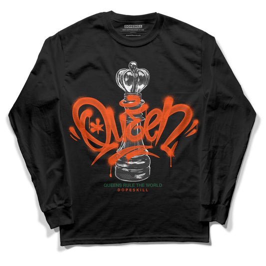 Dunk Low Team Dark Green Orange DopeSkill Long Sleeve T-Shirt Queen Chess Graphic Streetwear - Black