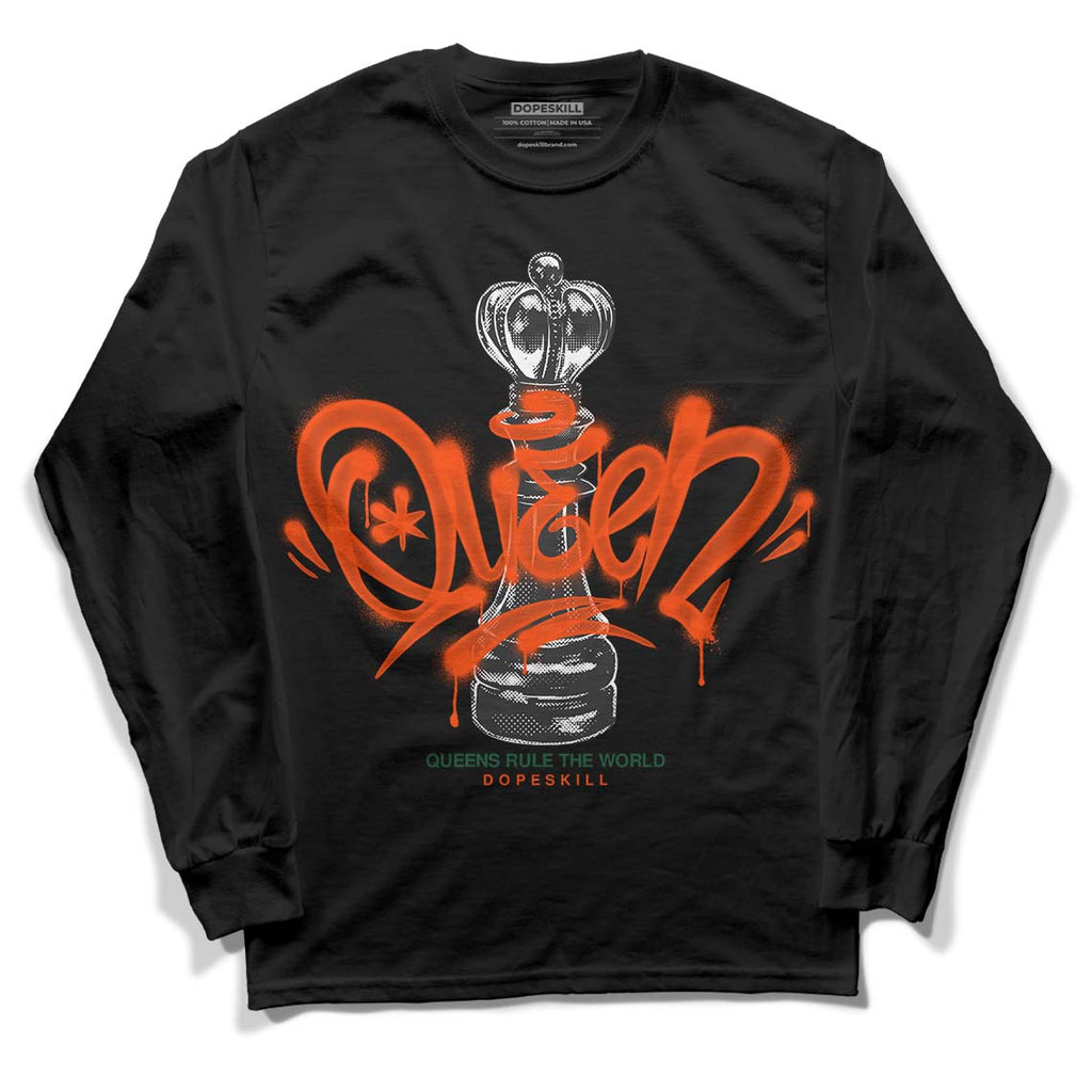 Dunk Low Team Dark Green Orange DopeSkill Long Sleeve T-Shirt Queen Chess Graphic Streetwear - Black