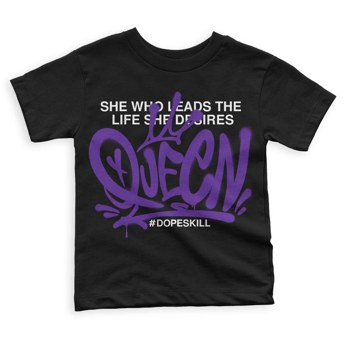 Dark Iris 3s DopeSkill Toddler Kids T-shirt Queen Graphic - Black 