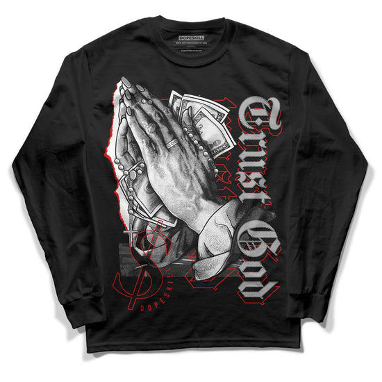 Jordan 5 Retro P51 Camo DopeSkill Long Sleeve T-Shirt Trust God Graphic Streetwear - Black 
