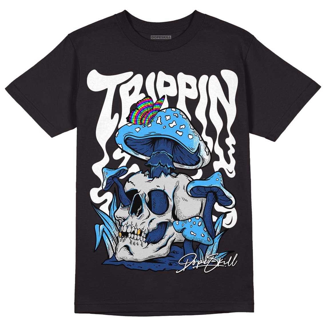 French Blue 13s DopeSkill T-Shirt Trippin Graphic - Black 