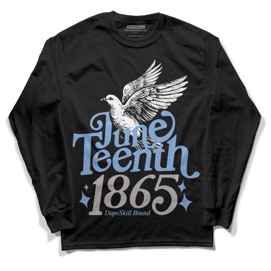 Jordan 5 Retro University Blue DopeSkill Long Sleeve T-Shirt Juneteenth 1865 Graphic Streetwear - Black