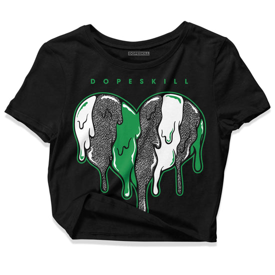 Jordan 3 WMNS “Lucky Green” DopeSkill Women's Crop Top Slime Drip Heart Graphic Streetwear - Black