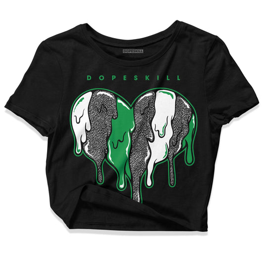 Jordan 3 WMNS “Lucky Green” DopeSkill Women's Crop Top Slime Drip Heart Graphic Streetwear - Black