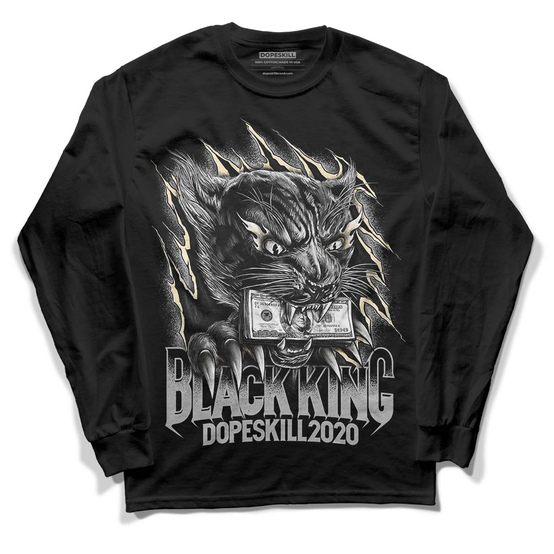 Jordan 4 Retro SE Craft Photon Dust DopeSkill Long Sleeve T-Shirt Black King Graphic Streetwear  - Black