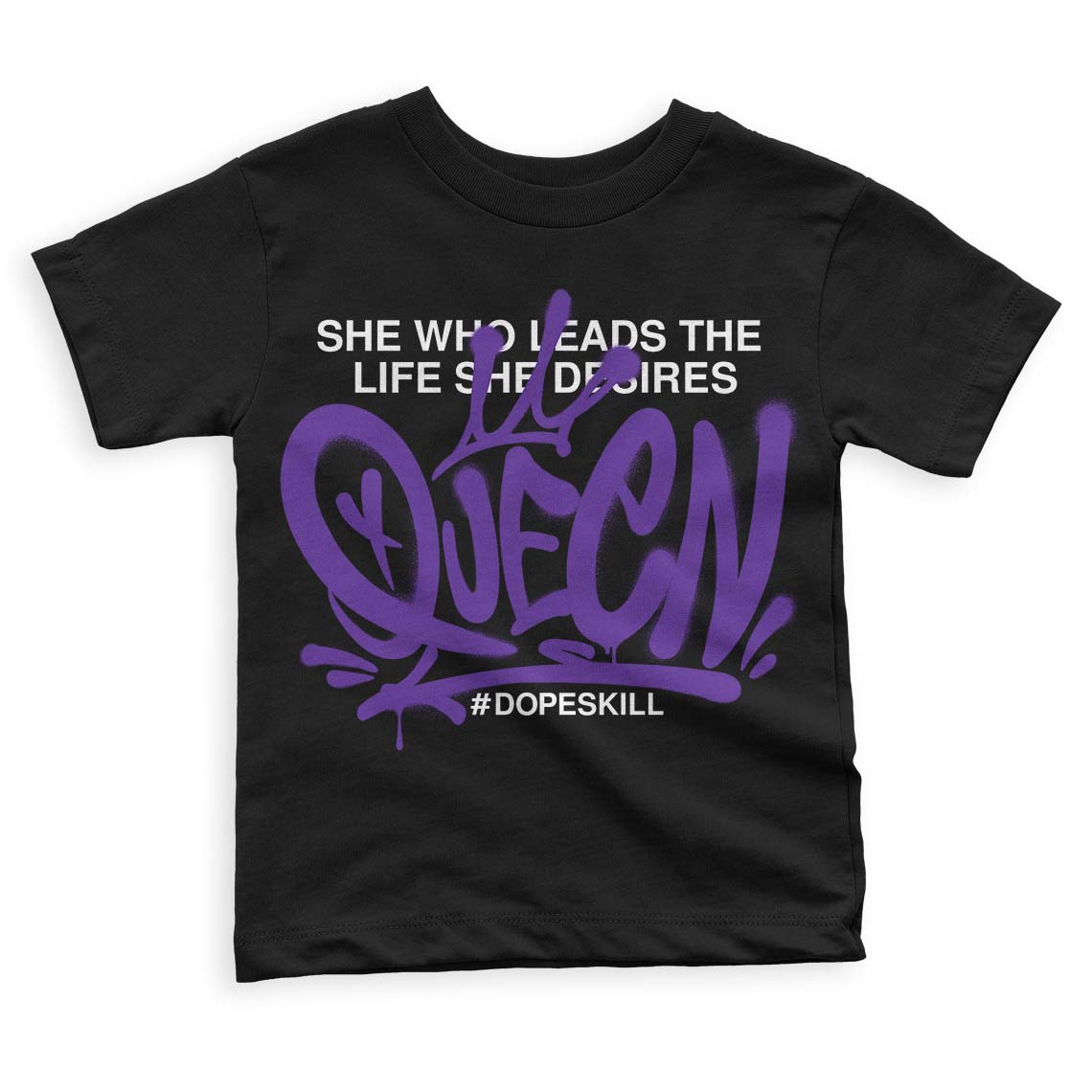 Court Purple 13s DopeSkill Toddler Kids T-shirt Queen Graphic - Black 