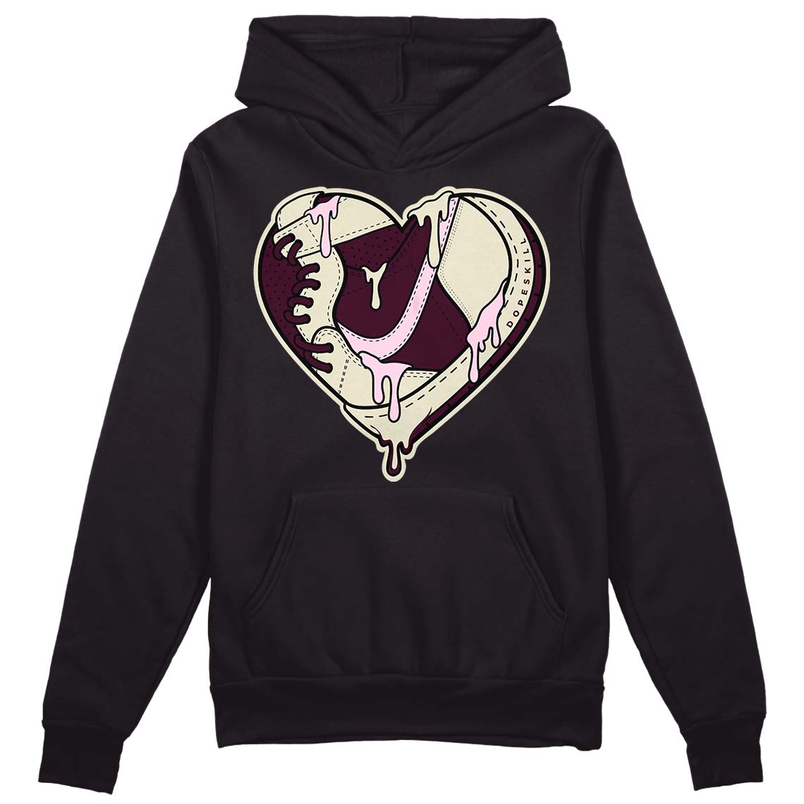 Dunk Low Night Maroon and Medium Soft Pink DopeSkill Hoodie Sweatshirt Heart Jordan Graphic Streetwear - Black 