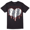 Fire Red 9s DopeSkill T-Shirt Slime Drip Heart Graphic - Black