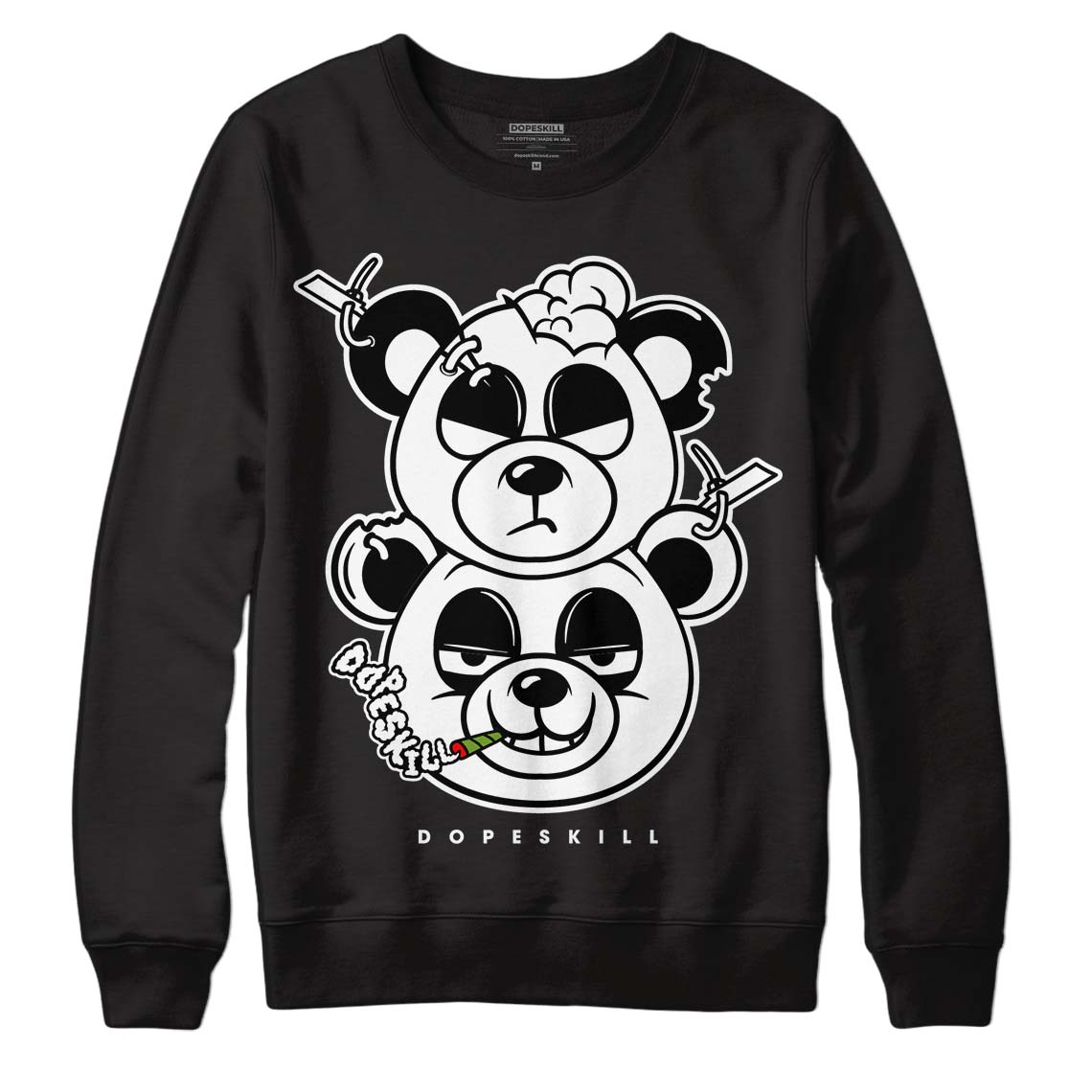 Jordan 1 High 85 Black White DopeSkill Sweatshirt New Double Bear Graphic Streetwear - Black