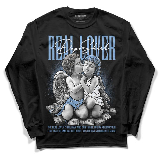 Jordan 5 Retro University Blue DopeSkill Long Sleeve T-Shirt Real Lover Graphic Streetwear - Black