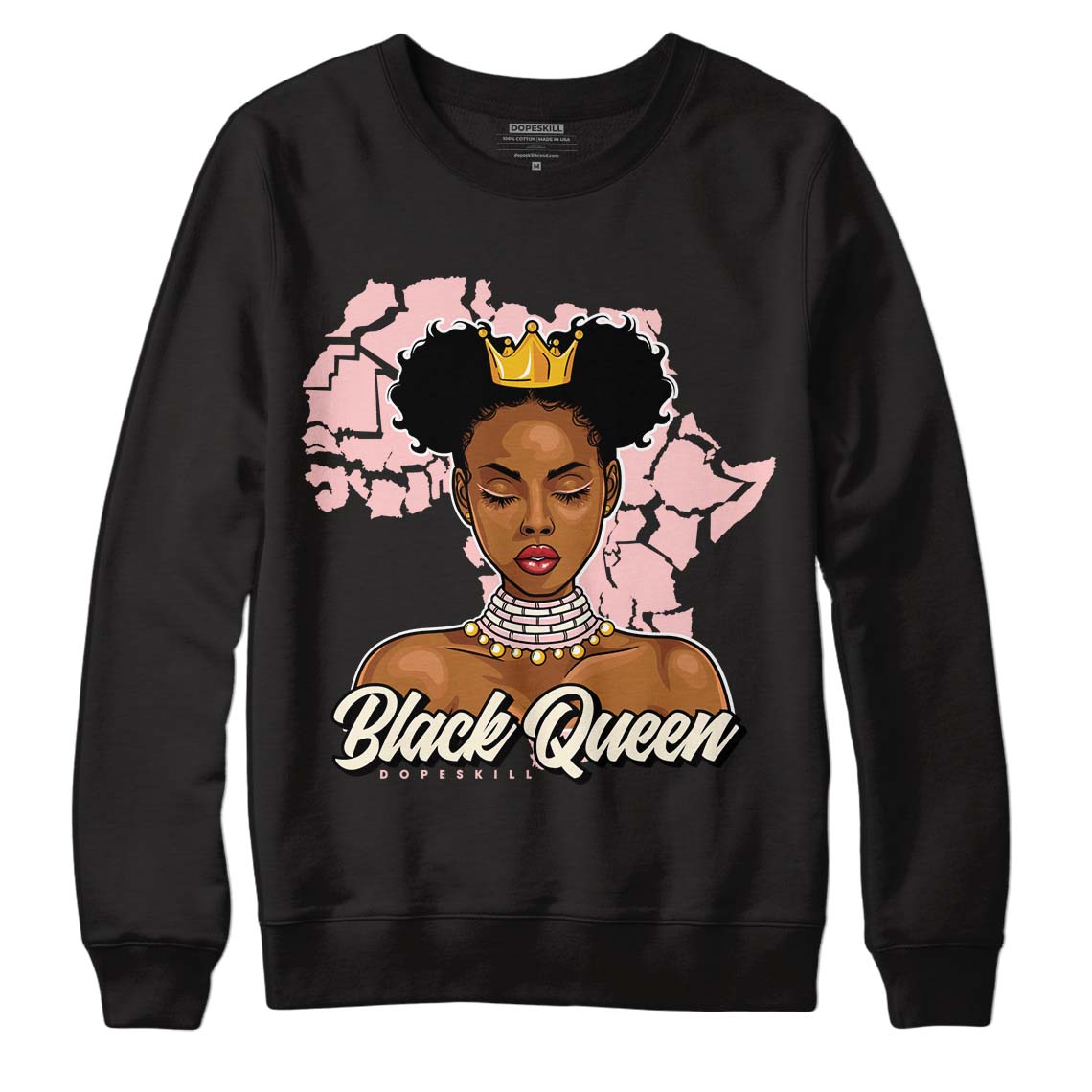 Jordan 1 High OG WMNS Washed Pink DopeSkill Sweatshirt Black Queen Graphic Streetwear - Black