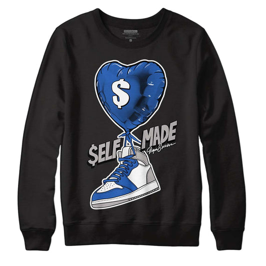 True Blue 1s DopeSkill Sweatshirt Self Made Graphic - Black