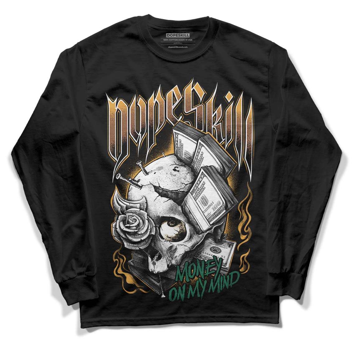 Safari Dunk Low DopeSkill Long Sleeve T-Shirt Money On My Mind Graphic - Black