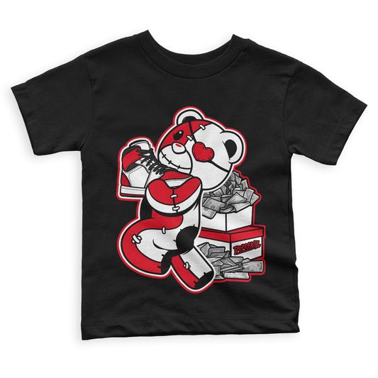 Heritage 1s DopeSkill Toddler Kids T-shirt Bear Steals Sneaker Graphic - Black