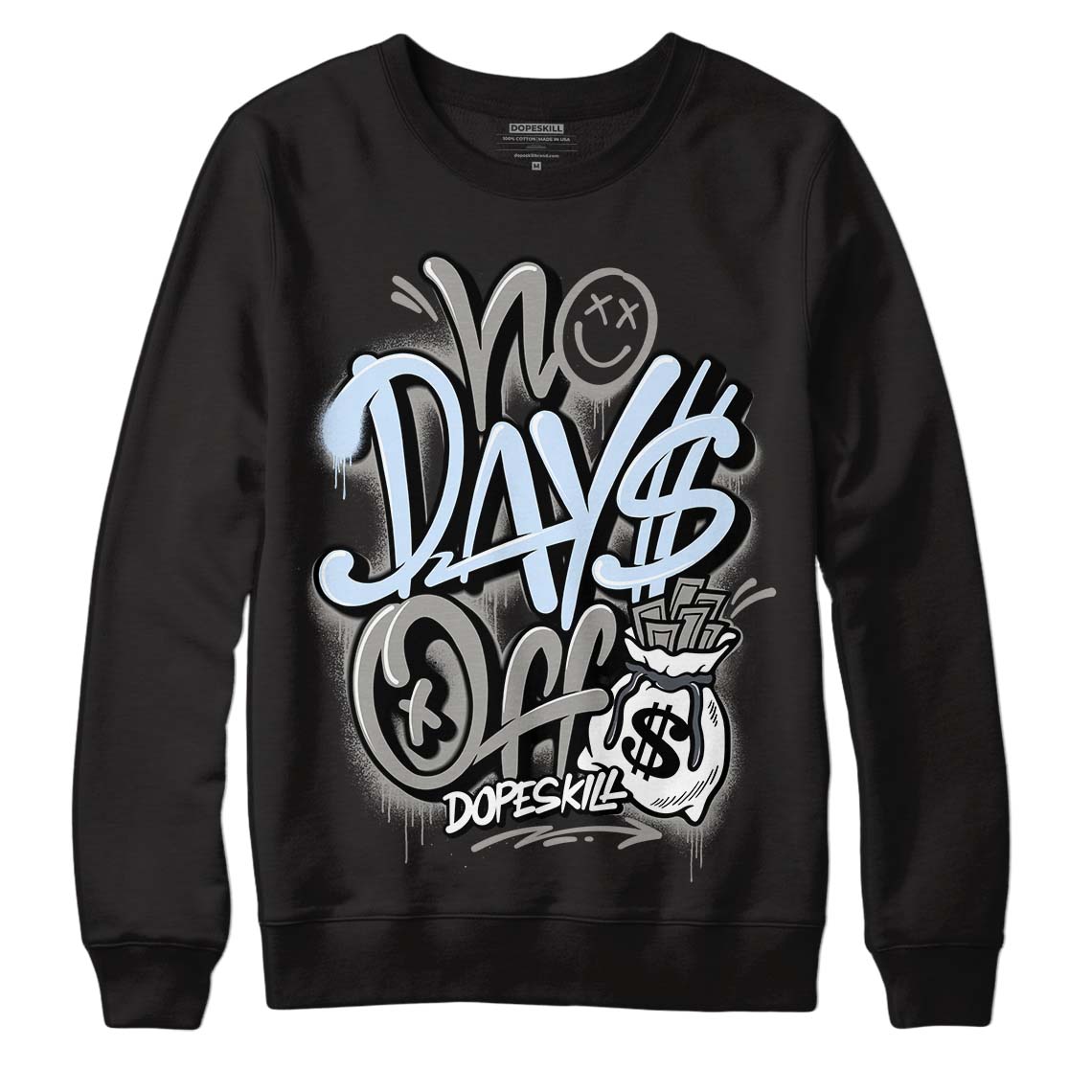 Jordan 6 Retro Cool Grey DopeSkill Sweatshirt No Days Off Graphic Streetwear - Black 