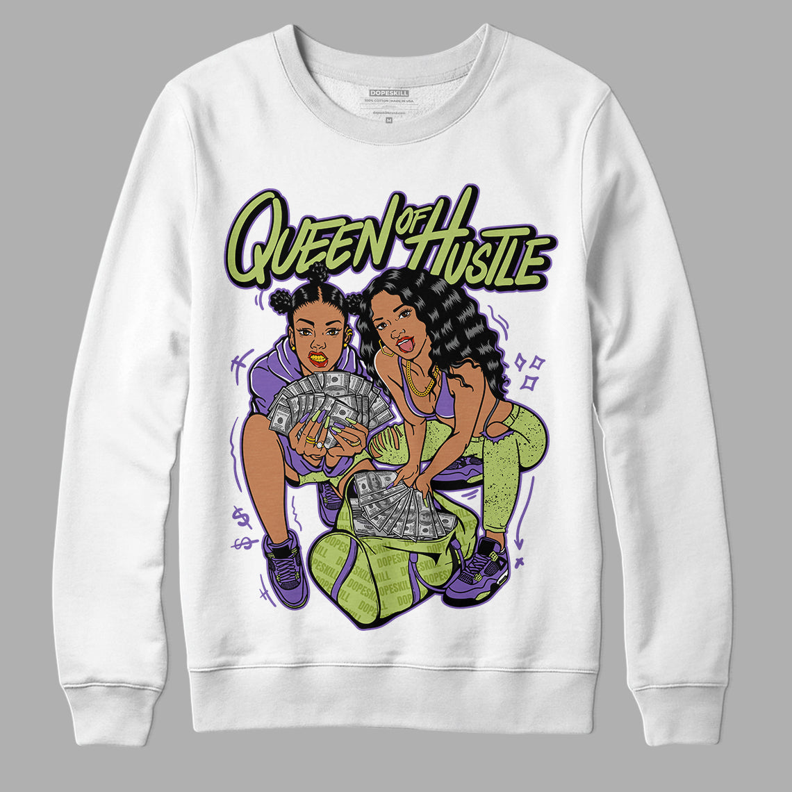 Canyon Purple 4s DopeSkill Sweatshirt Queen Of Hustle Graphic - White 