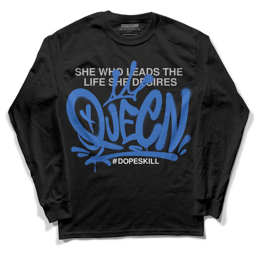 True Blue 1s DopeSkill Long Sleeve T-Shirt Queen Graphic - Black 