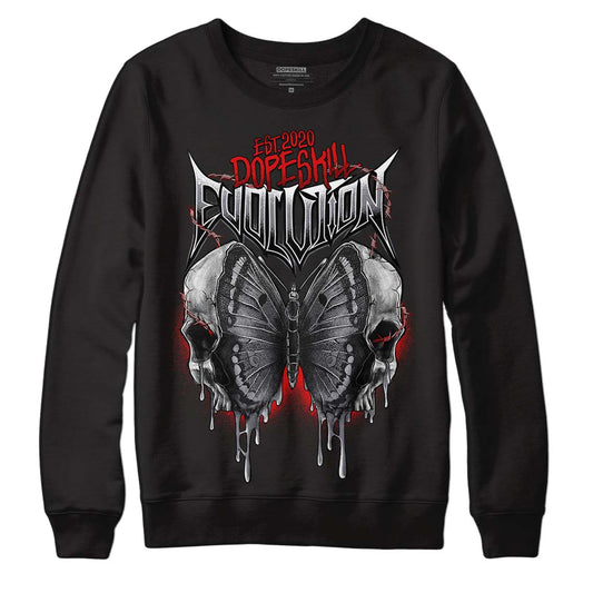 Fire Red 9s DopeSkill Sweatshirt DopeSkill Evolution Graphic - Black