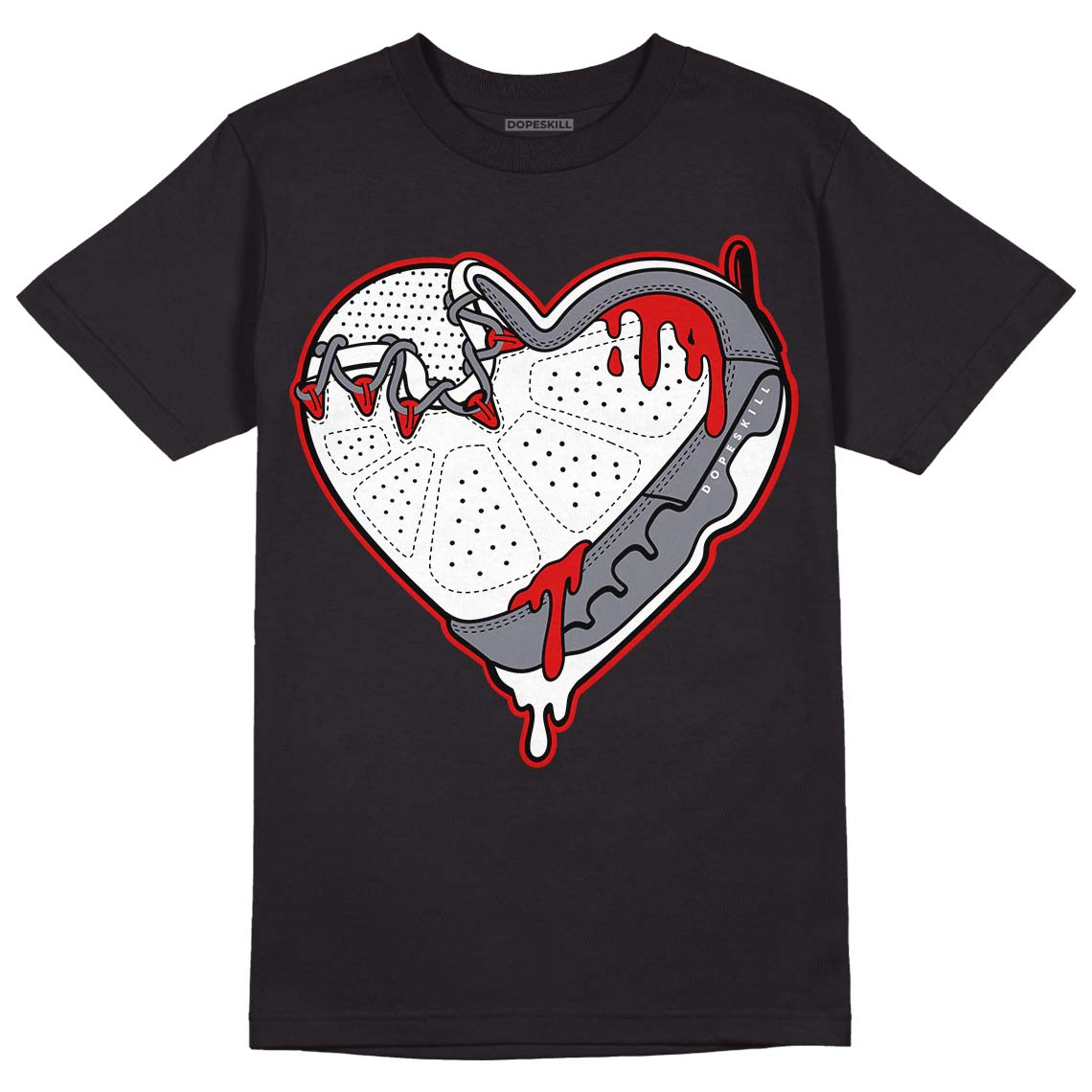 Fire Red 9s DopeSkill T-Shirt Heart Jordan 9 Graphic - Black