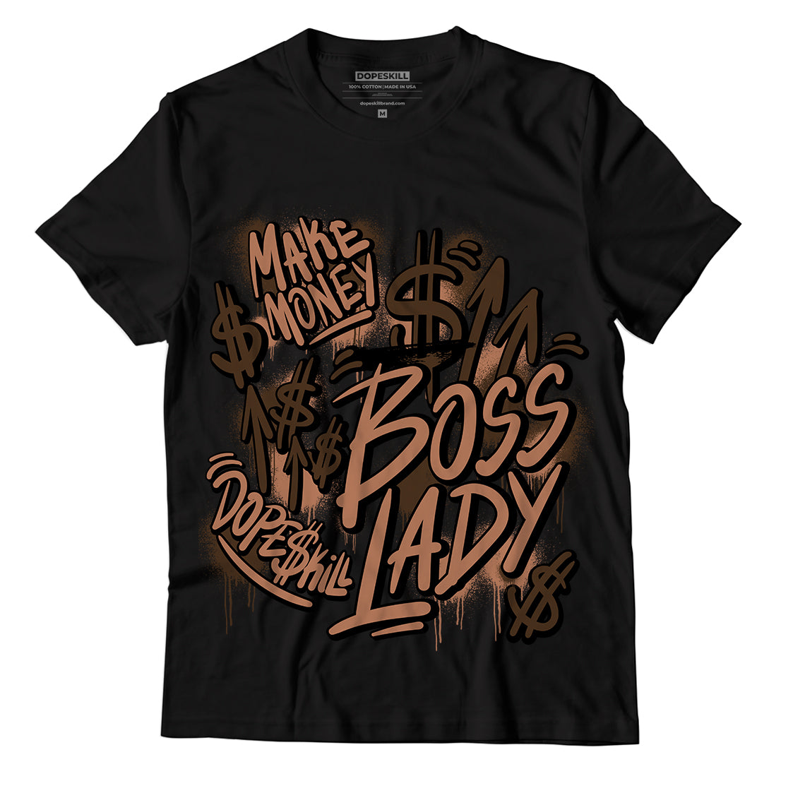 Jordan 1 Mid Dark Chocolate DopeSkill T-Shirt Boss lady Graphic - Black 