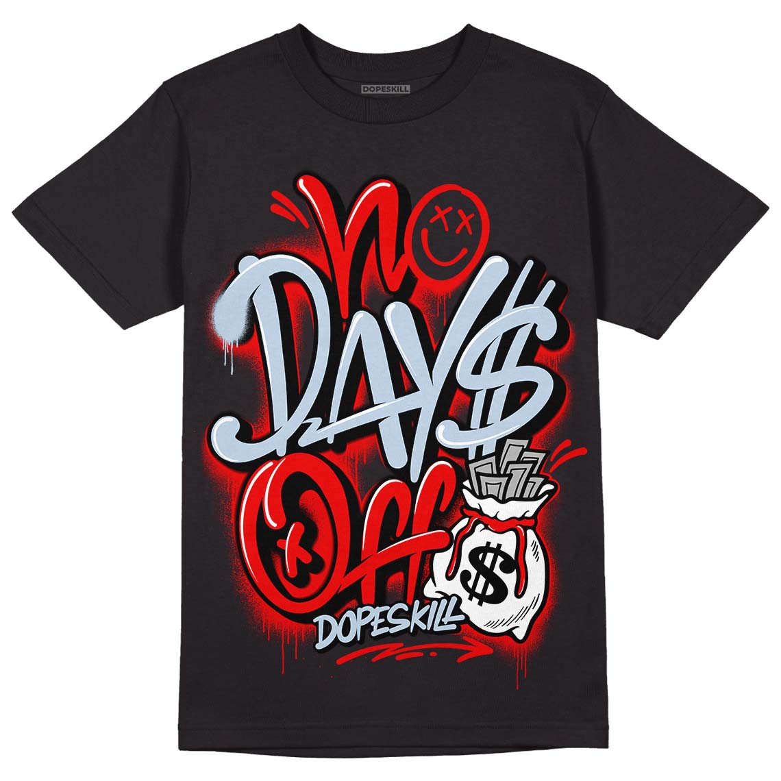 Cherry 11s DopeSkill T-Shirt No Days Off Graphic - Black 