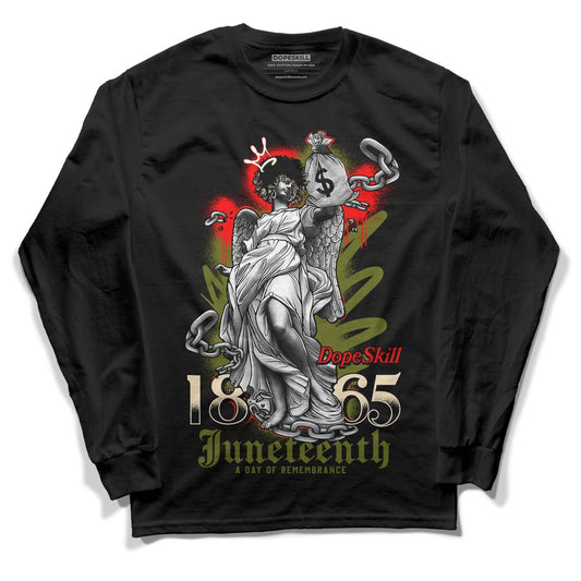 Travis Scott x Jordan 1 Low OG “Olive” DopeSkill Long Sleeve T-Shirt Juneteenth Graphic Streetwear - Black