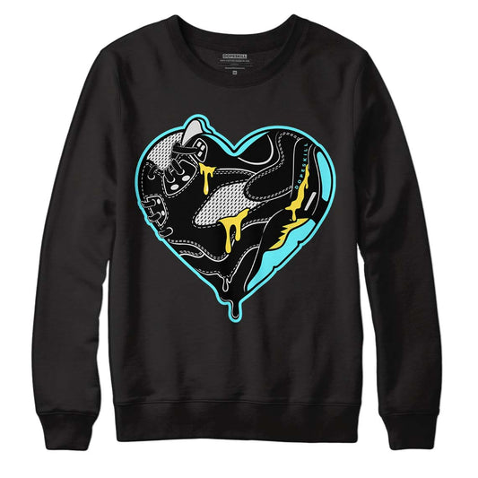 Aqua 5s DopeSkill Sweatshirt Heart Jordan 5 Graphic - Black 