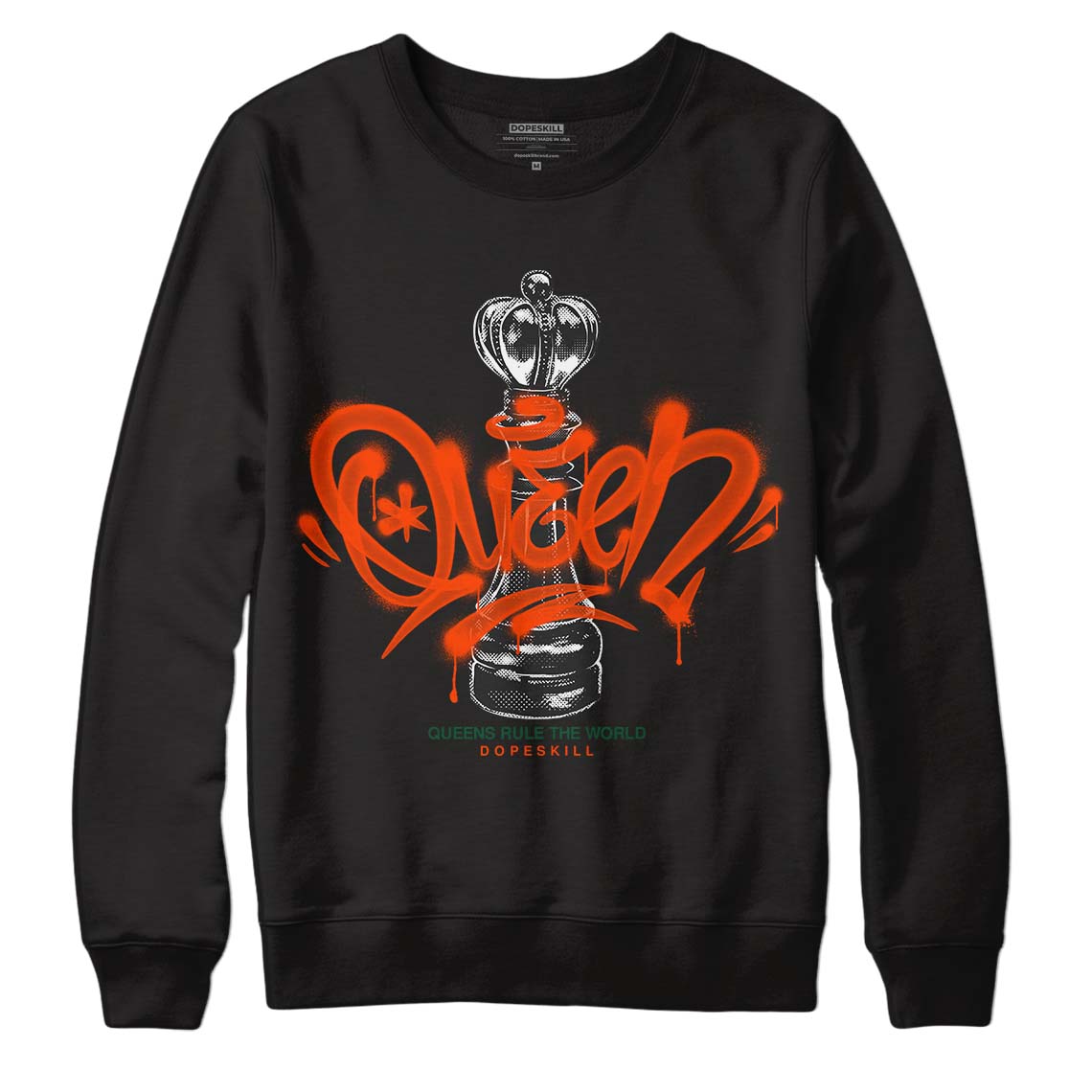 Dunk Low Team Dark Green Orange DopeSkill Sweatshirt Queen Chess Graphic Streetwear - Black