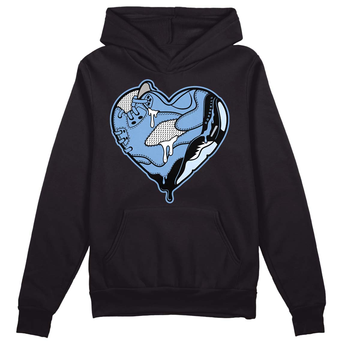 Jordan 5 Retro University Blue DopeSkill Hoodie Sweatshirt Heart Jordan 5 Graphic Streetwear - Black