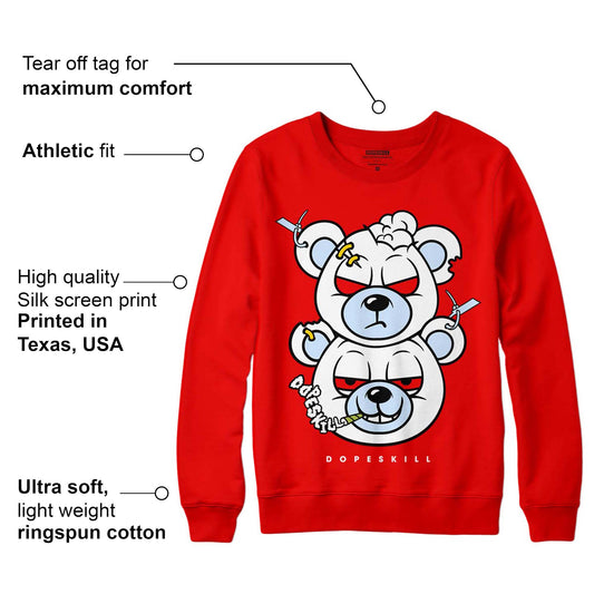 Cherry 11s DopeSkill Varsity Red Sweatshirt New Double Bear Graphic