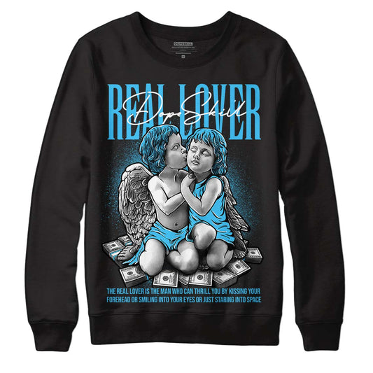 University Blue 13s DopeSkill Sweatshirt Real Lover Graphic - Black 
