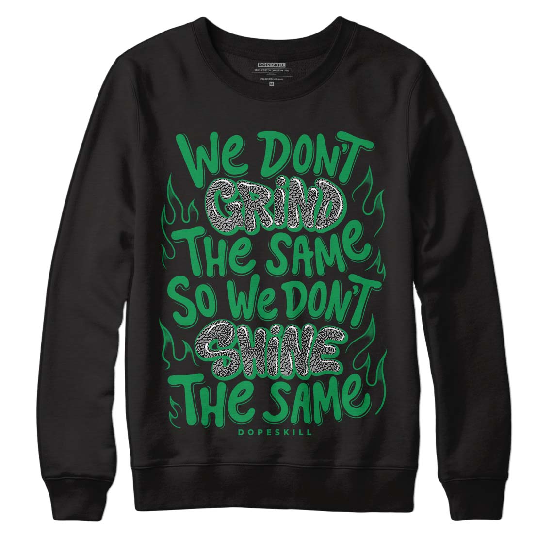 Jordan 3 WMNS “Lucky Green” DopeSkill Sweatshirt Grind Shine Graphic Streetwear - Black