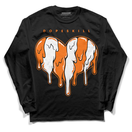 Orange Black White DopeSkill Long Sleeve T-Shirt Slime Drip Heart Graphic - Black